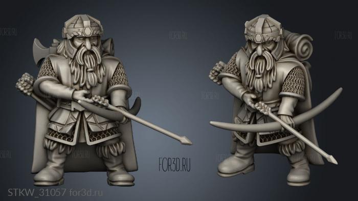 Dwarves Ranger Company Dwarf with bow stl model for CNC