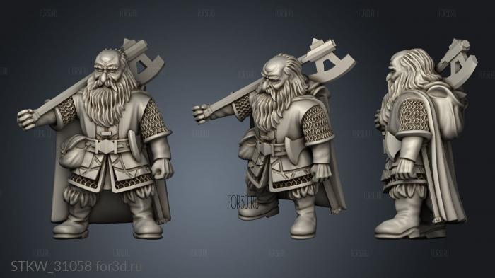 Dwarves Ranger Company Dwarf with axe stl model for CNC