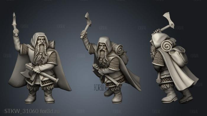 Dwarves Ranger Company Dwarf with throwing axe stl model for CNC