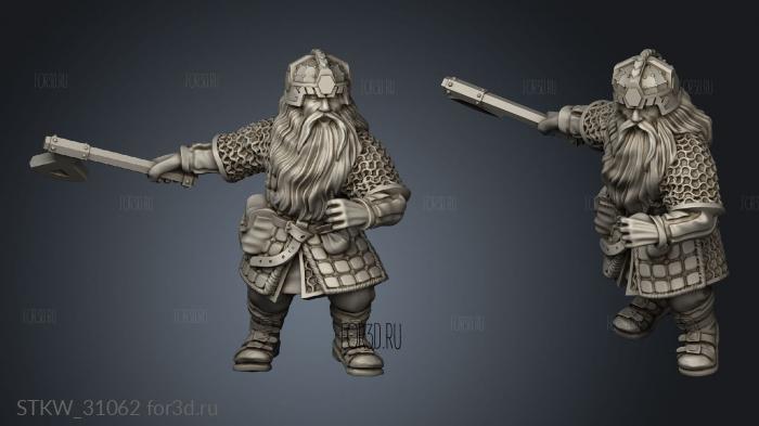 Dwarves warrior with axe stl model for CNC