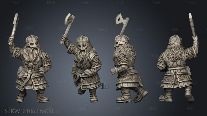 Dwarves warrior with axe stl model for CNC