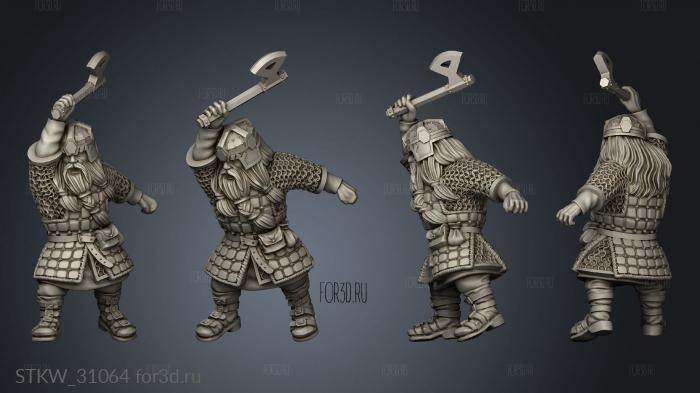 Dwarves warrior with axe stl model for CNC