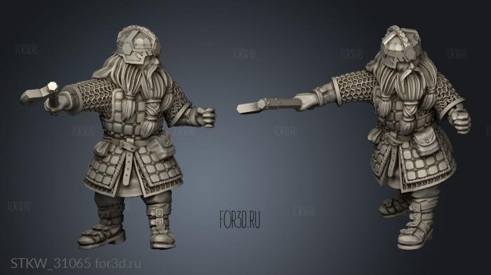 Dwarves warrior with axe stl model for CNC