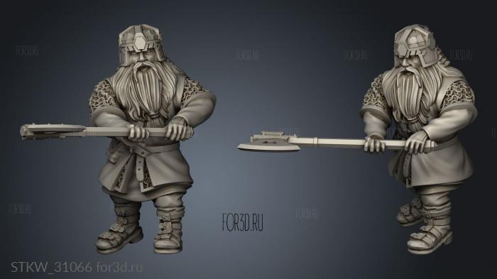 Dwarves warrior with axe stl model for CNC