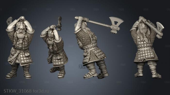 Dwarves warrior with axe stl model for CNC