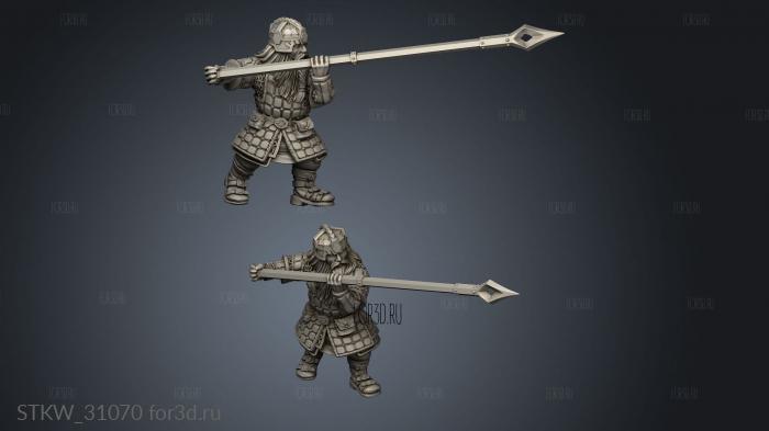 Dwarves warrior with great spear stl model for CNC