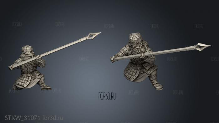 Dwarves warrior with great spear stl model for CNC