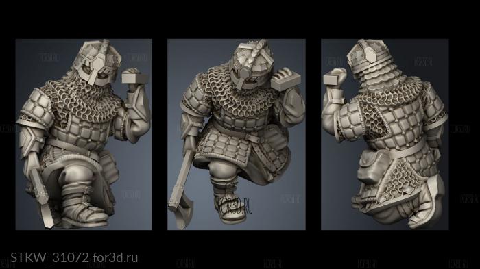 Dwarves warrior with pavise stl model for CNC