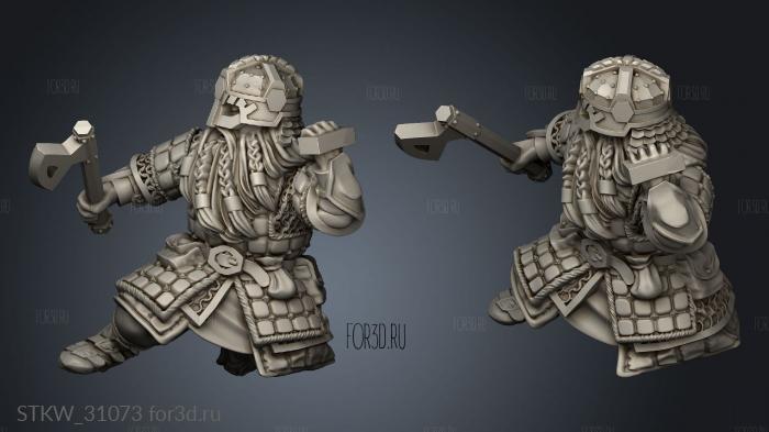 Dwarves warrior with pavise stl model for CNC