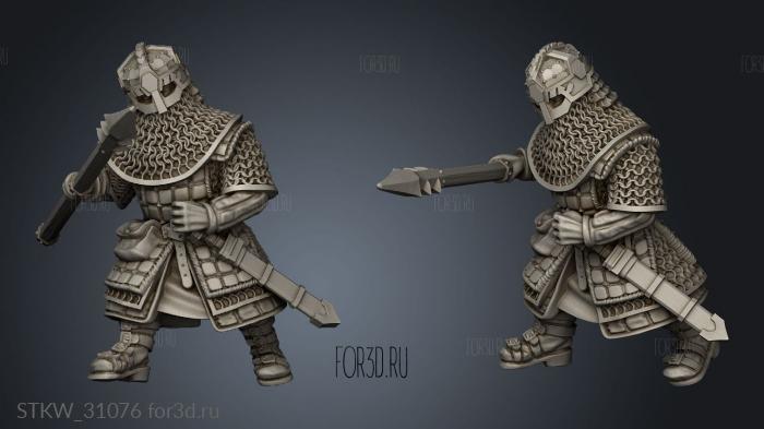 Dwarves Warriors Dwarf Warrior with Spear stl model for CNC