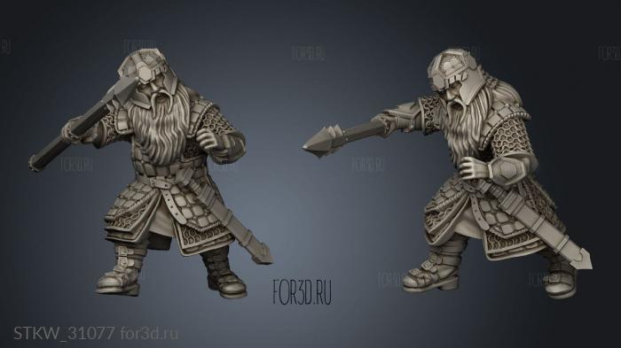 Dwarves Warriors Dwarf Warrior with Spear stl model for CNC