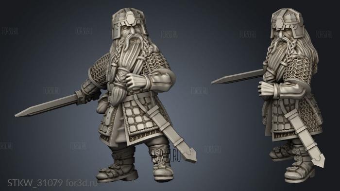 Dwarves Warriors Dwarf Warrior with Sword stl model for CNC