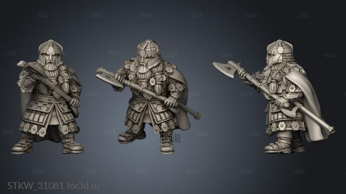 Dwarves game wardens warrior with axe stl model for CNC