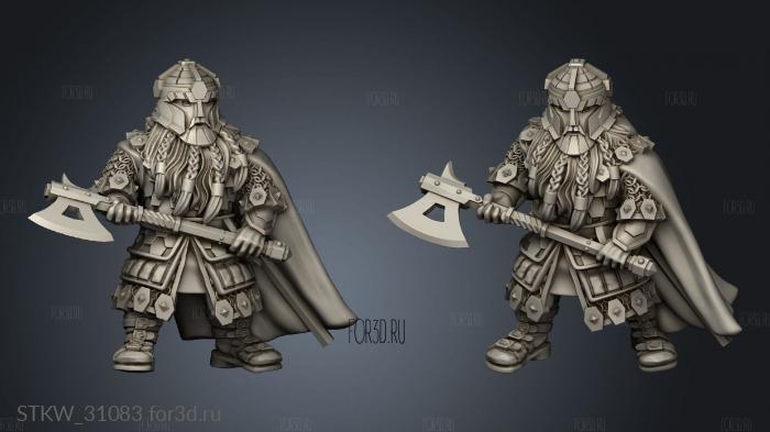 Dwarves Gemwardens Warrior with axe stl model for CNC