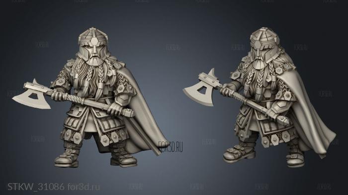 Dwarves game wardens warrior with axe stl model for CNC