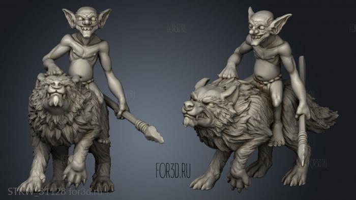 Encounter Basic Goblin Wolf Rider stl model for CNC