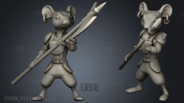 Edge Mice Tribe Fighter Halberd stl model for CNC