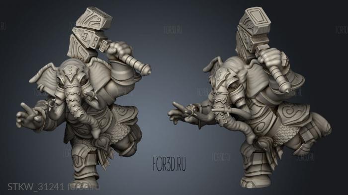 Elephant Warrior stl model for CNC