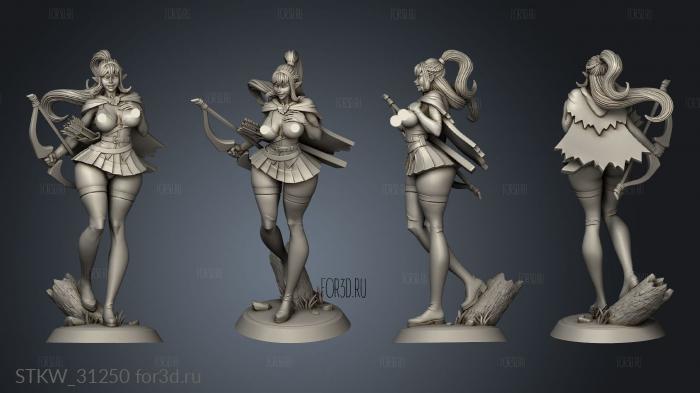 Elf Archer long hair stl model for CNC