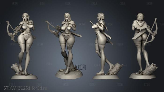 Elf Archer short hair nsfw stl model for CNC