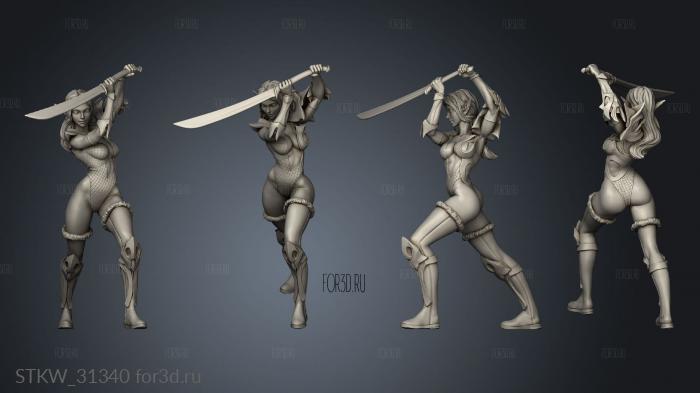 Elf Warrior stl model for CNC