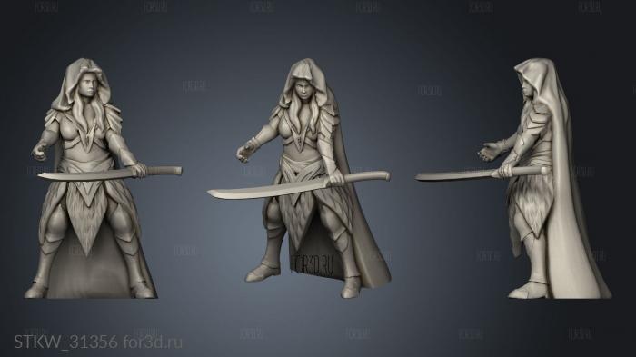 Elven guard Lady with sword stl model for CNC