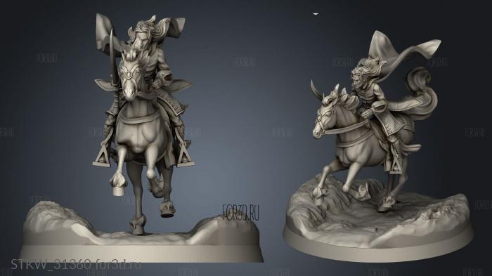 Elven Hero Golloccel Mounted Horse River stl model for CNC