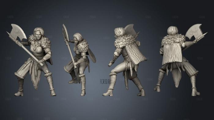 Barbarian Female Fighting stl model for CNC