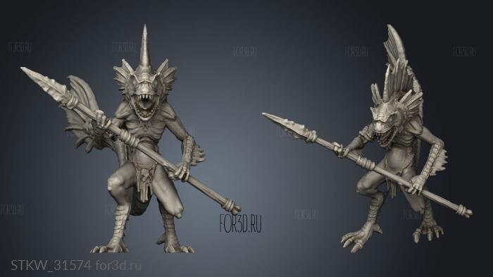 End Depth fishfolk spear warrior stl model for CNC