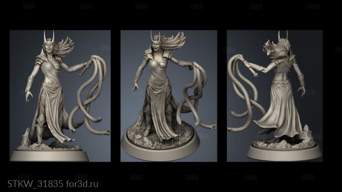 Drow Priestess stl model for CNC