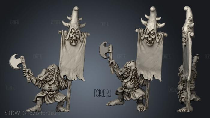 Eastern Goblin Banner Bearer stl model for CNC