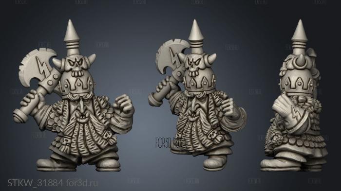 Evil Dwarf Chief stl model for CNC