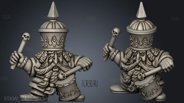 Evil Dwarf Drummer stl model for CNC