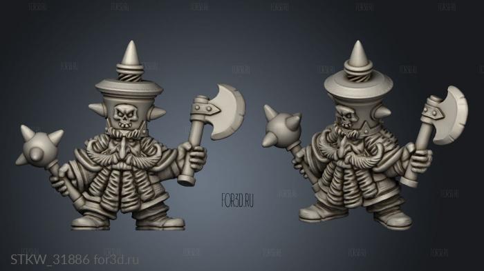 Evil Dwarf Warrior stl model for CNC