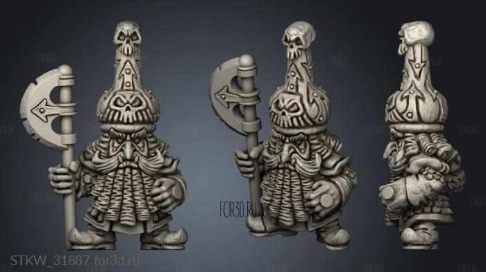 Evil Dwarf Warrior stl model for CNC