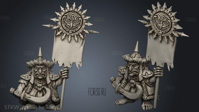 Goblin Banner bearer stl model for CNC