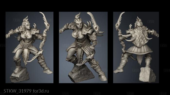 Fantasy barbarian female Alabarda stl model for CNC