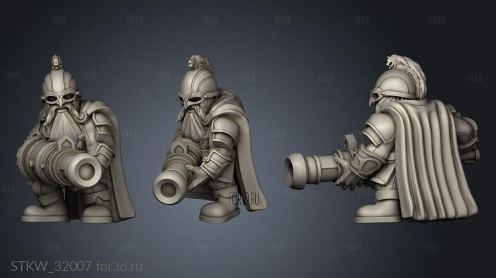 Fantasy Dwarf Cannoneer Unit stl model for CNC