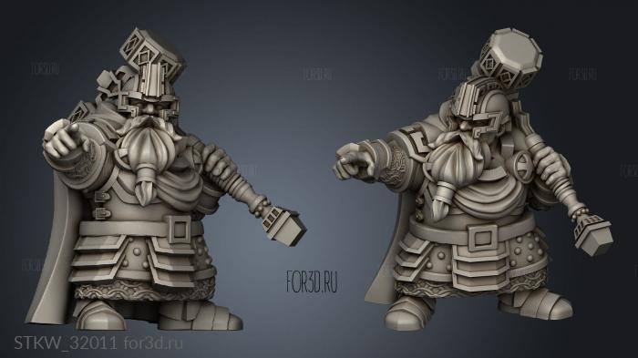 Fantasy Dwarf Command Captain stl model for CNC