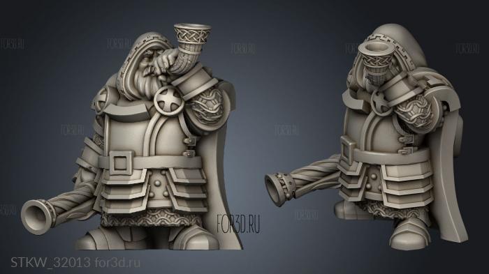 Fantasy Dwarf Command Musician stl model for CNC