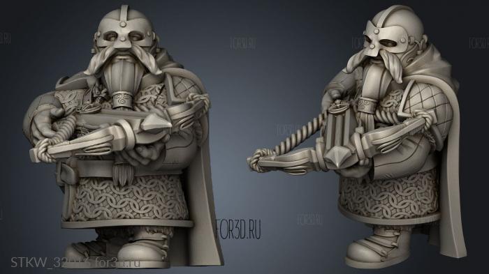 Fantasy Dwarf Crossbowmen stl model for CNC