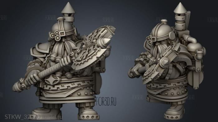 Fantasy Dwarf Engineer stl model for CNC