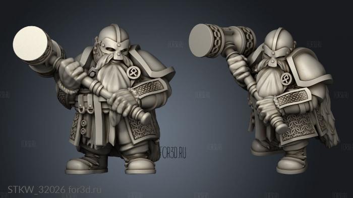 Fantasy Dwarf Hammermen stl model for CNC