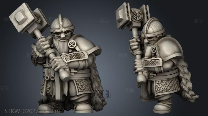 Fantasy Dwarf Hammermen stl model for CNC