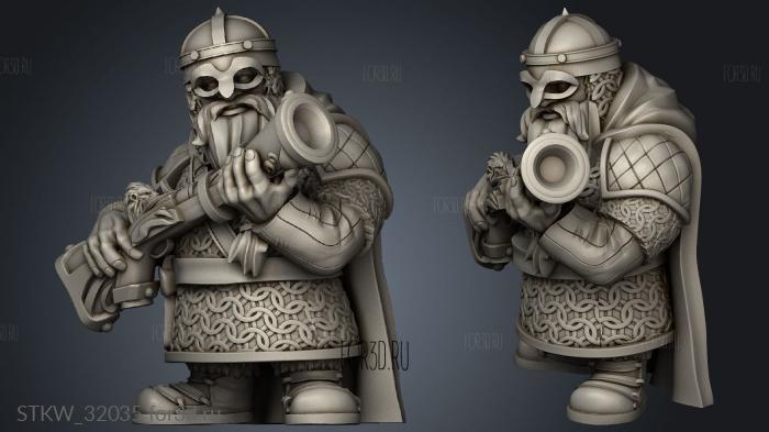 Fantasy Dwarf Musketmen stl model for CNC