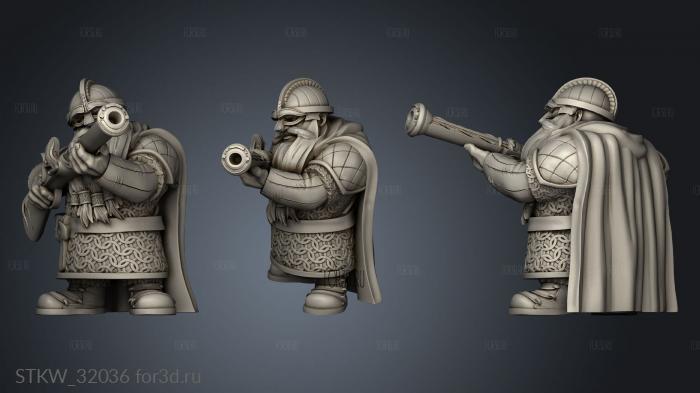 Fantasy Dwarf Musketmen stl model for CNC