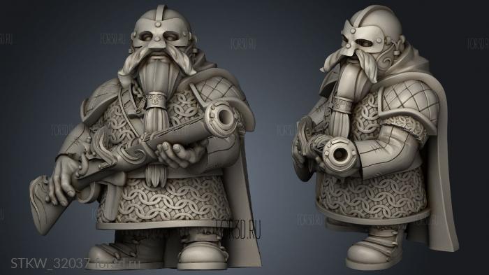 Fantasy Dwarf Musketmen stl model for CNC