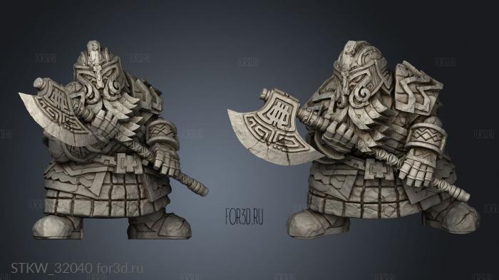 Fantasy Dwarf Rune Guardian Golem stl model for CNC