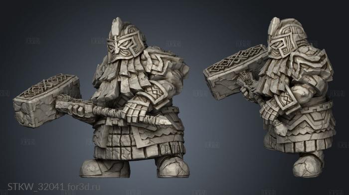 Fantasy Dwarf Rune Guardian Golem stl model for CNC