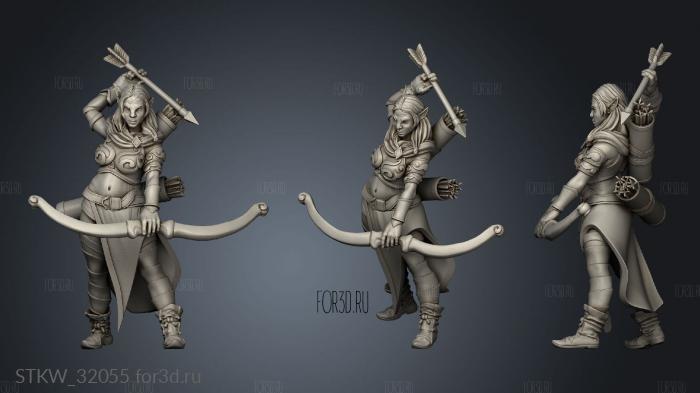 Fantasy female ranger bow renger stl model for CNC